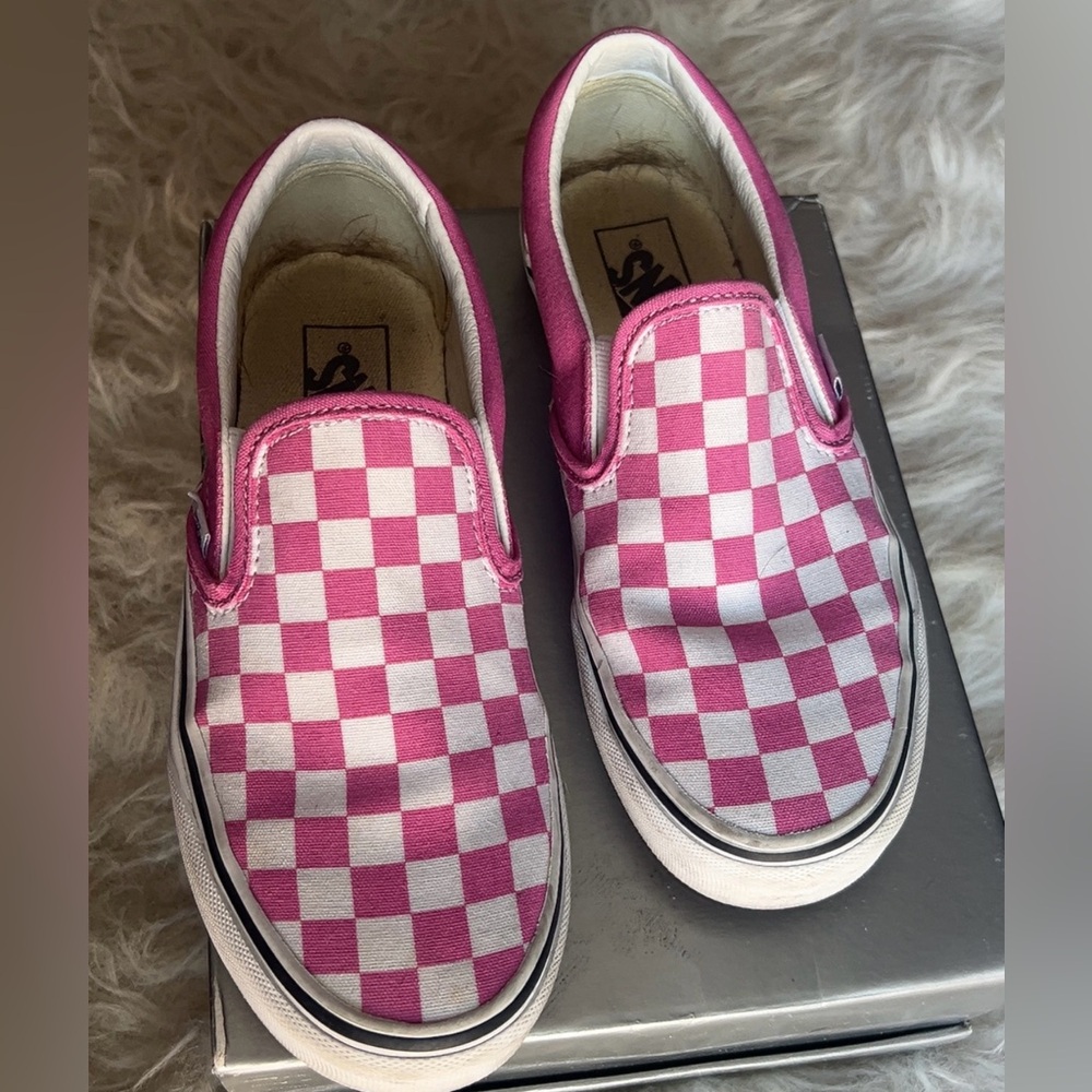 Vans | Women’s Pink White Checkered Slip-Ons Sneakers Shoes Size 7 *Rare Find - Picture 3 of 9